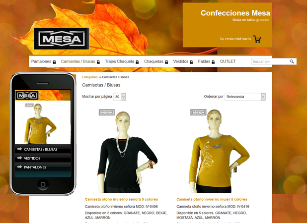 Ejemplo de diseño web tienda online presentación de productos