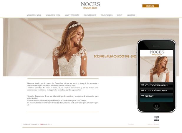 Ejemplo de diseño web personalitzado, Noces Boutique Atelier, Granollers